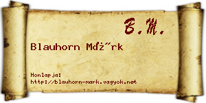 Blauhorn Márk névjegykártya
